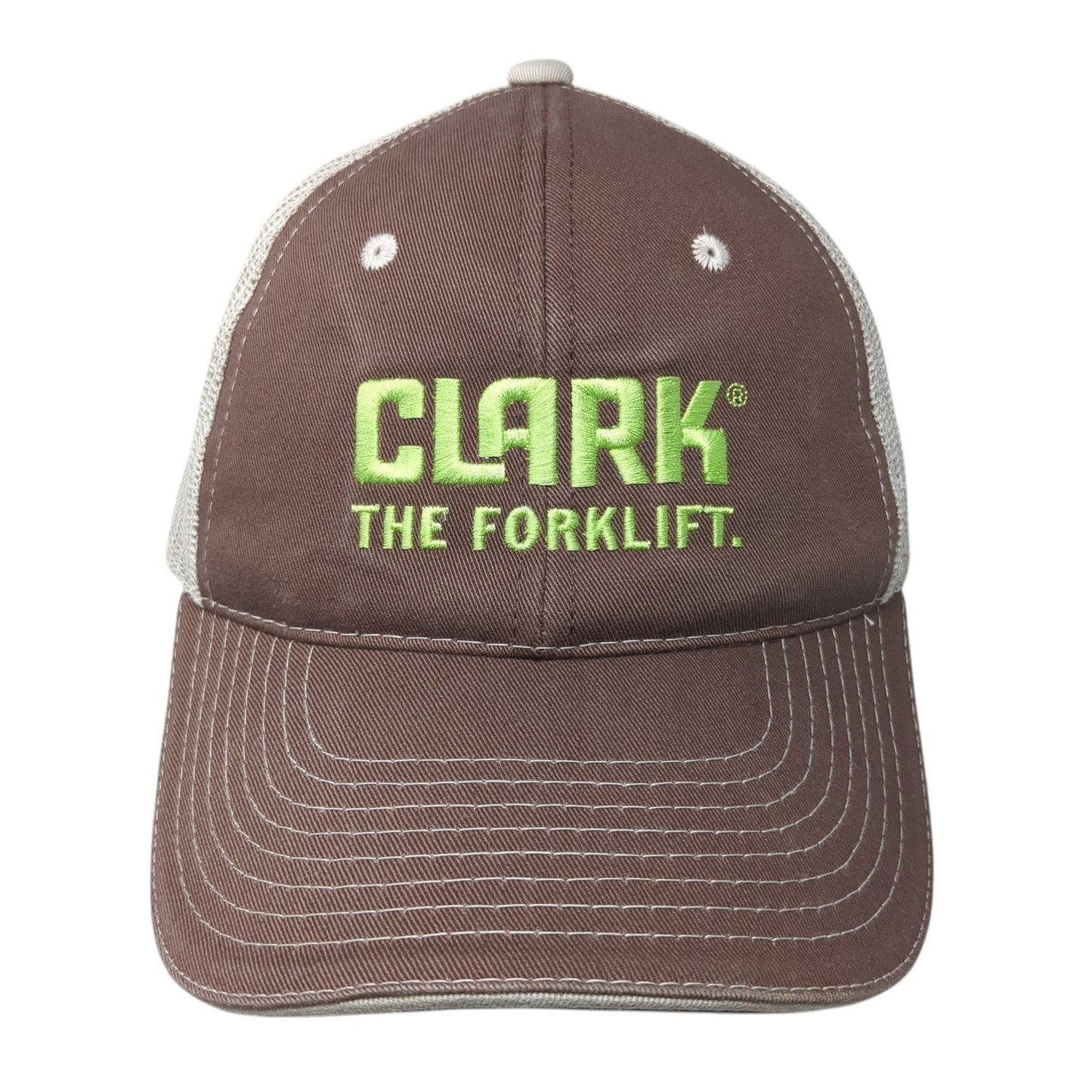 Clark The Forklift Strapback Trucker Hat Brown One Size Adjustable Mesh Back