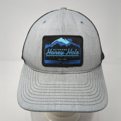 Honey Hole Outdoors Patch Snapback Trucker Hat Gray One Size Mesh Back