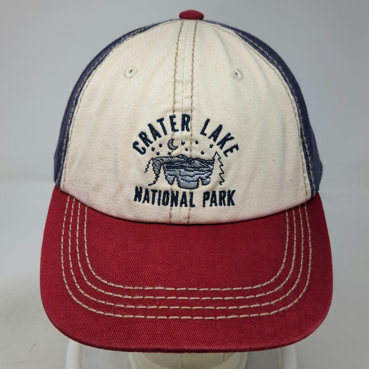 Ace USA Baseball Cap Blue Beige Red One Size Crater Lake National Park Strap Hat