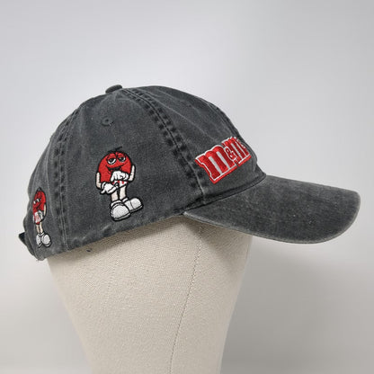 M&M's World Baseball Cap Gray One Size All Over Red Character Embroidered Hat