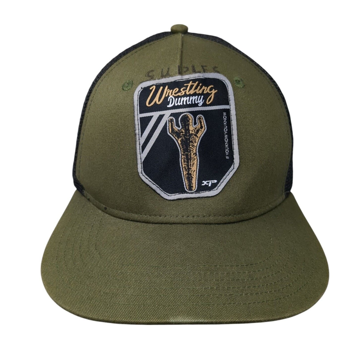 Wrestling Dummy Snapback Trucker Hat Green One Size Adjustable Mesh Back BIG X
