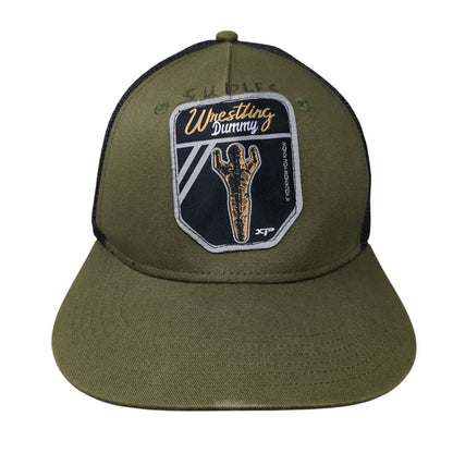 Wrestling Dummy Snapback Trucker Hat Green One Size Adjustable Mesh Back BIG X
