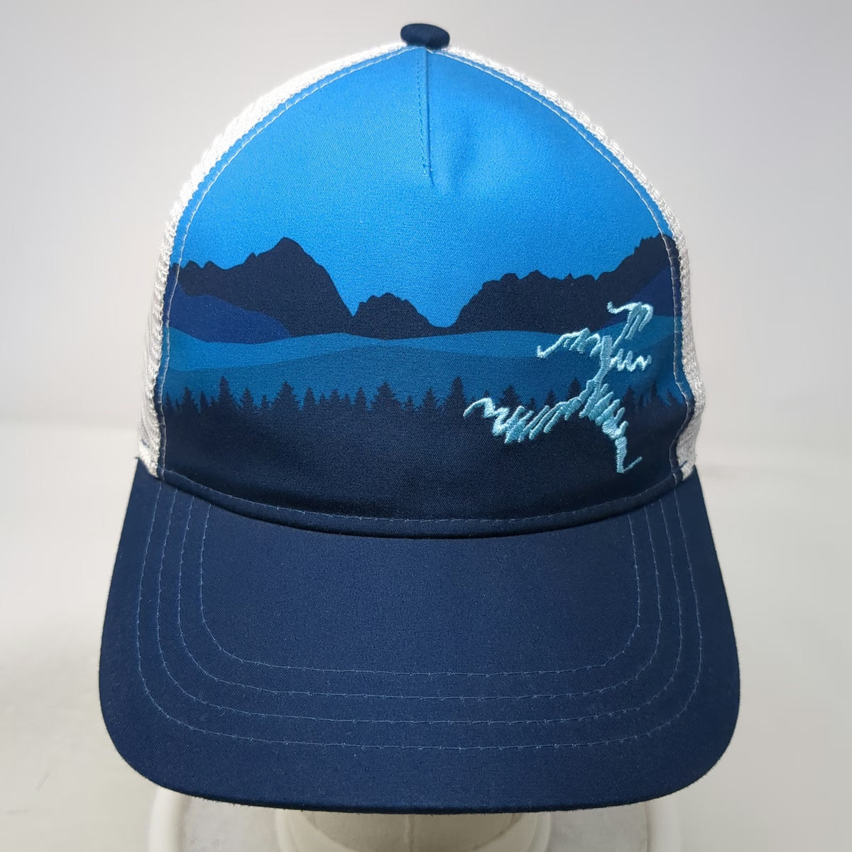 BOCO Gear Blue White One Size Trucker Hat Mountain Graphic Snapback Mesh Back