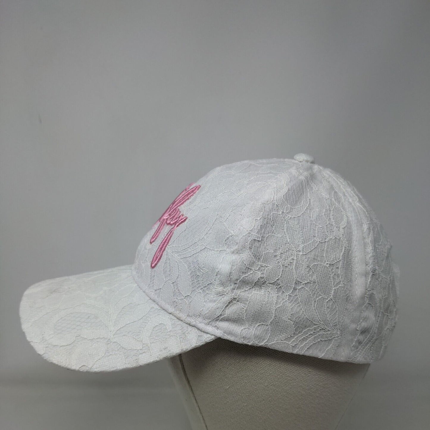Wifey Strapbck Hat White One Size Adjustable Lace Trim Embroidered Miss To Mrs