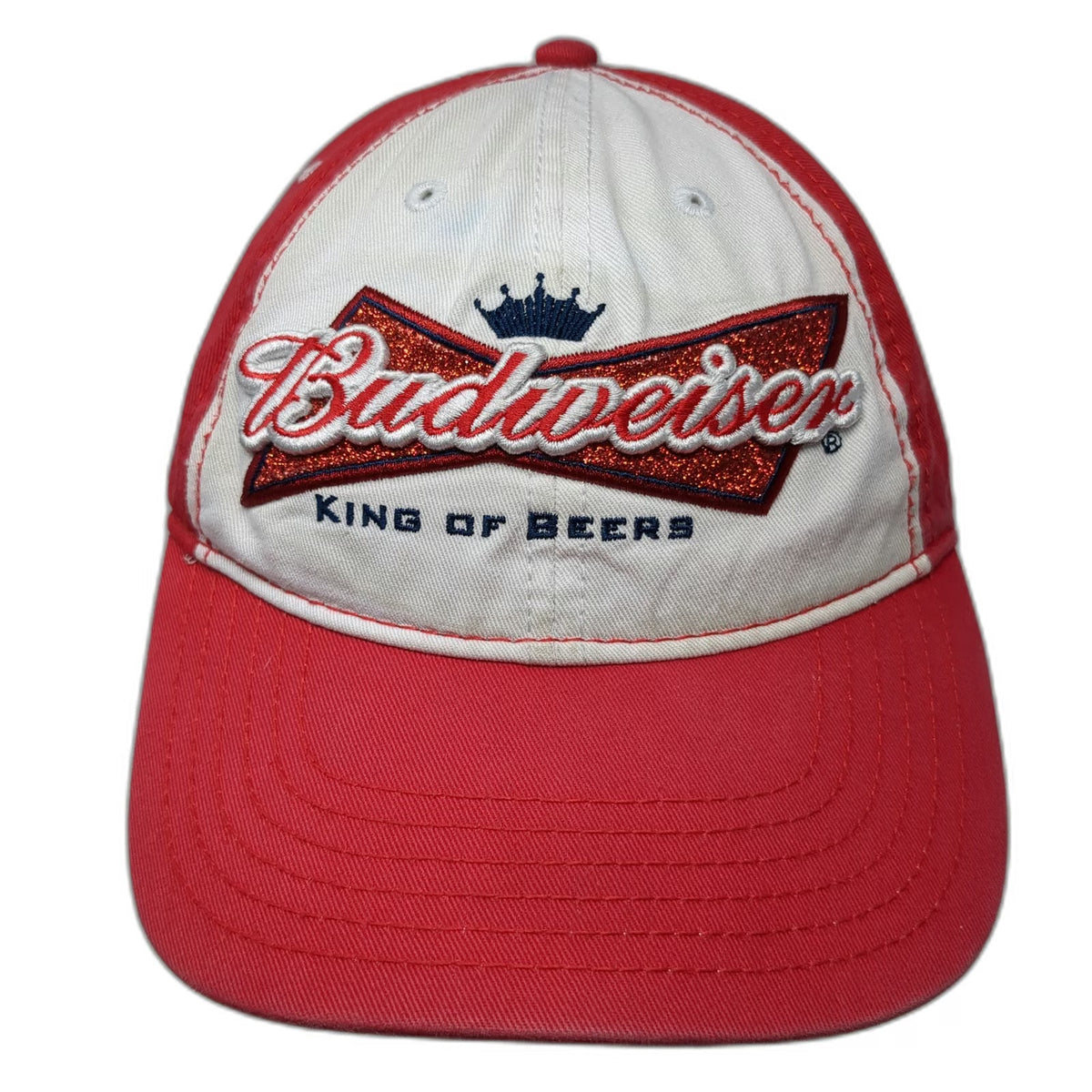 Budweiser Baseball Cap Red One Size Glitter King of Beers 3D Embroidery Hat