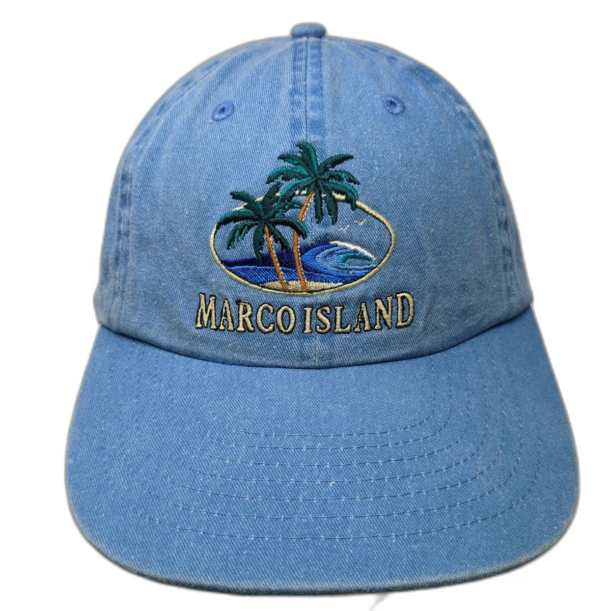 Distinctive Headwear Baseball Cap Blue One Size Marco Island Palm Trees Hat
