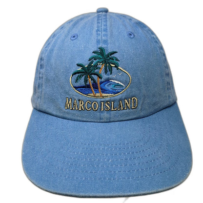 Distinctive Headwear Baseball Cap Blue One Size Marco Island Palm Trees Hat