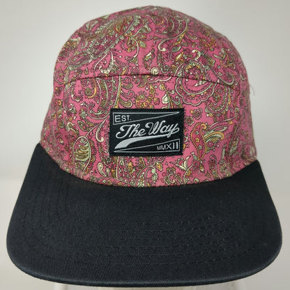 The Way 5 Panel Pink Paisley Hat One Size Strapback Flat Brim Patch Floral