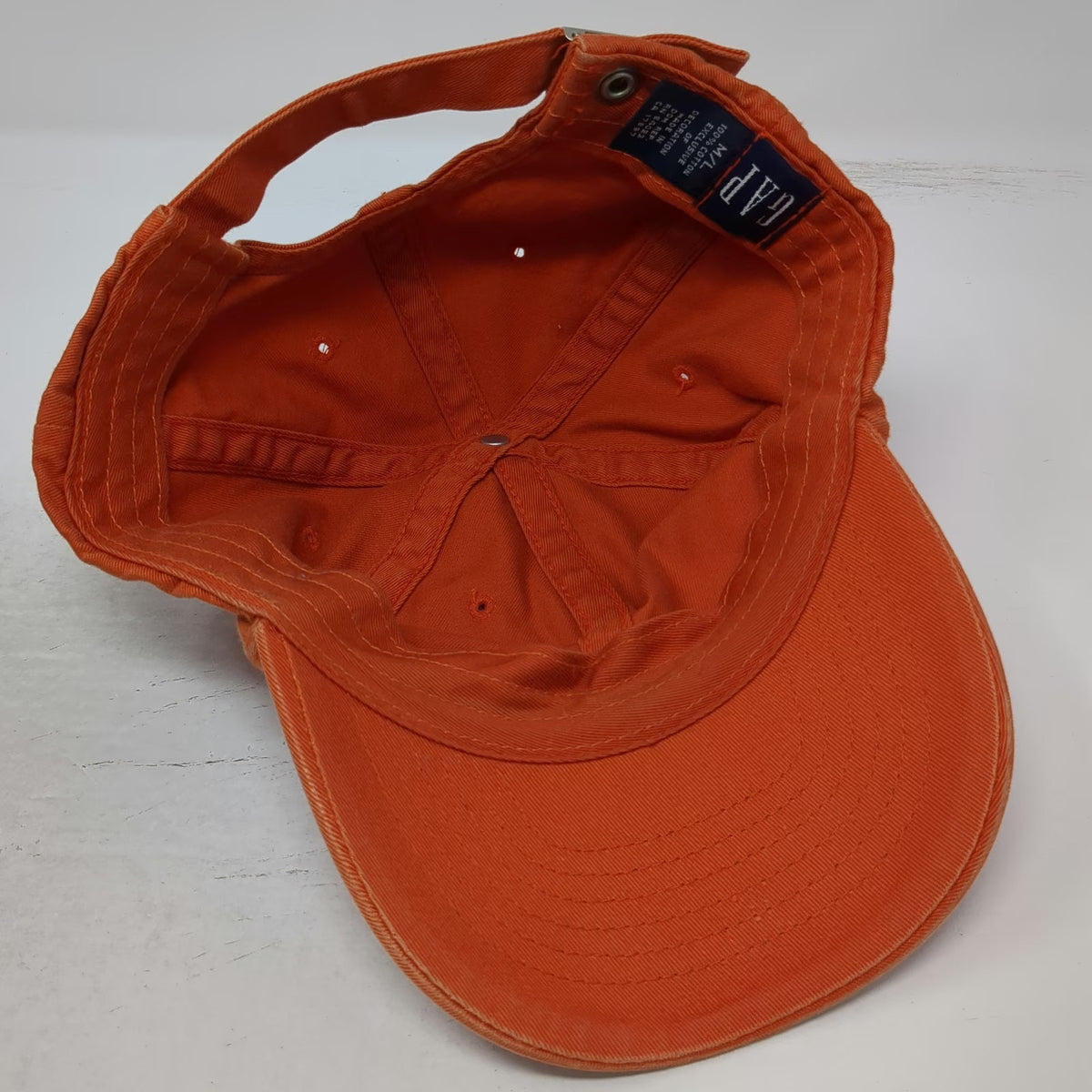 Gap Baseball Cap Orange L Adjustable Cotton Slideback Blank Hat