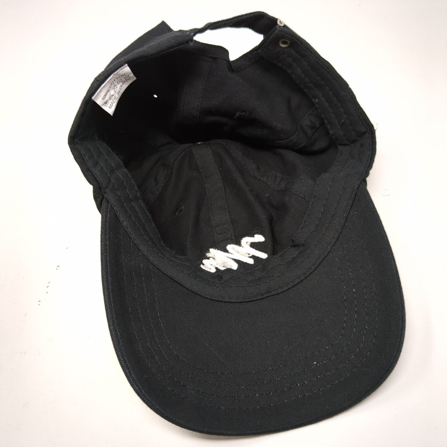 Mr. Slideback Hat Black OSFA Adjustable Embroidered Vented Holes Cotton