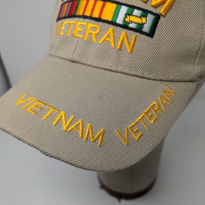 Unbranded Men's Strapback Hat Tan Embroidered Vietnam Veteran Logo Military