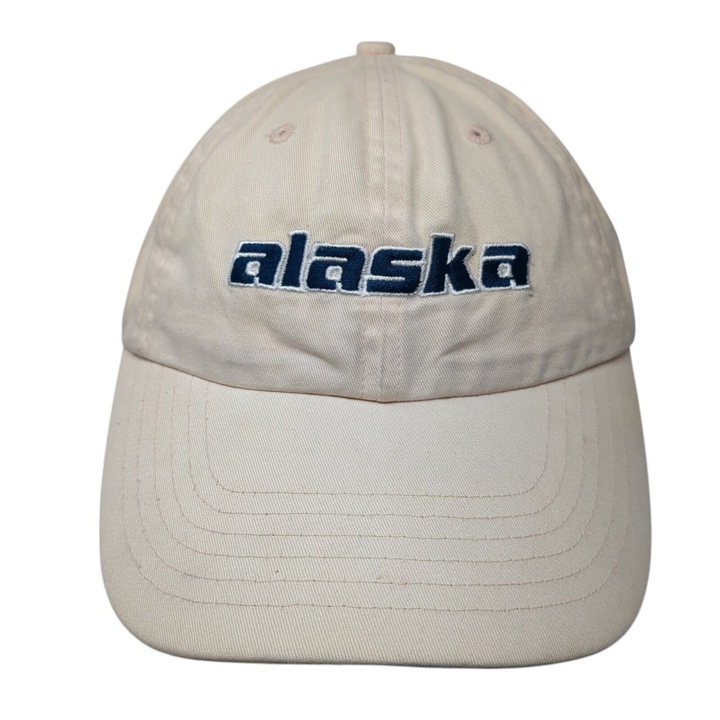 Alaska Spell Out Slideback Hat Tan One Size Adjustable Embroidered