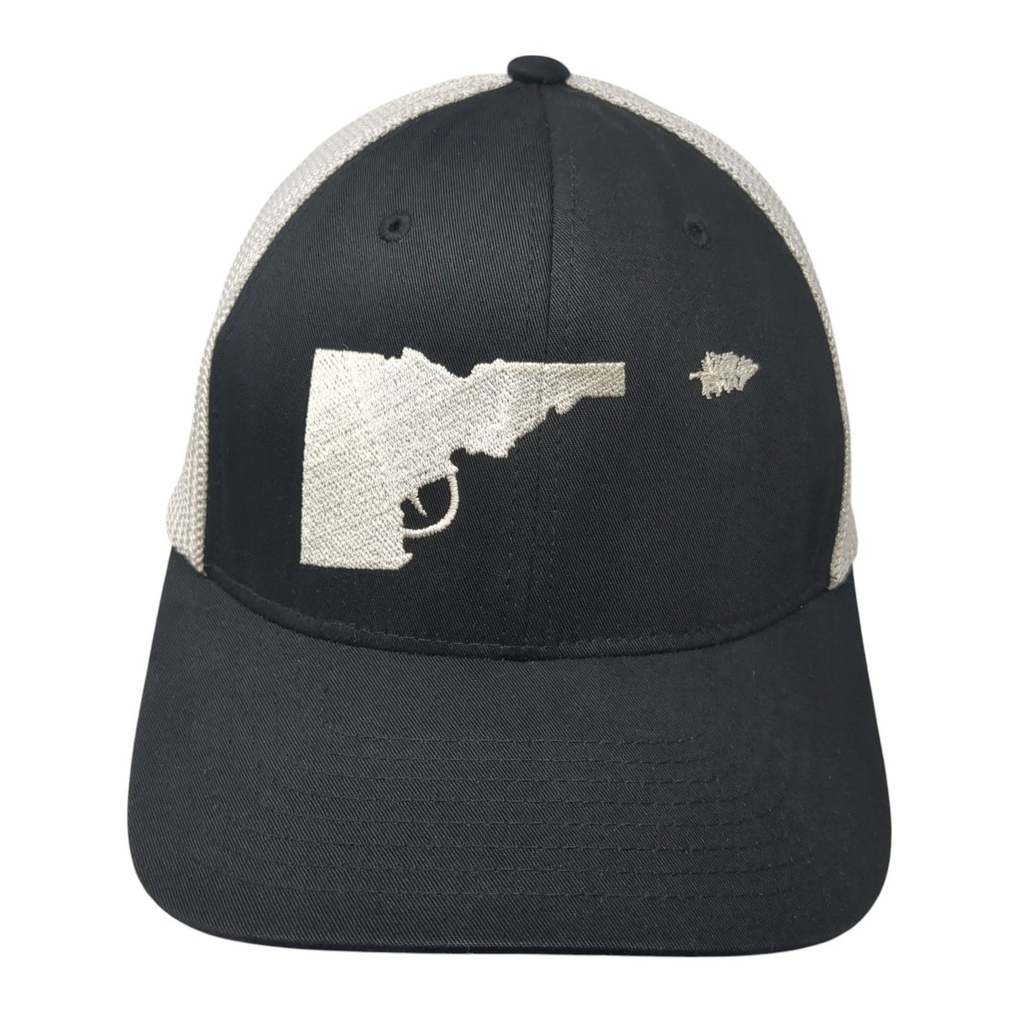 Idaho Gun Fitted Mesh Back Trucker Hat Black One Size Flexfit Yupoong
