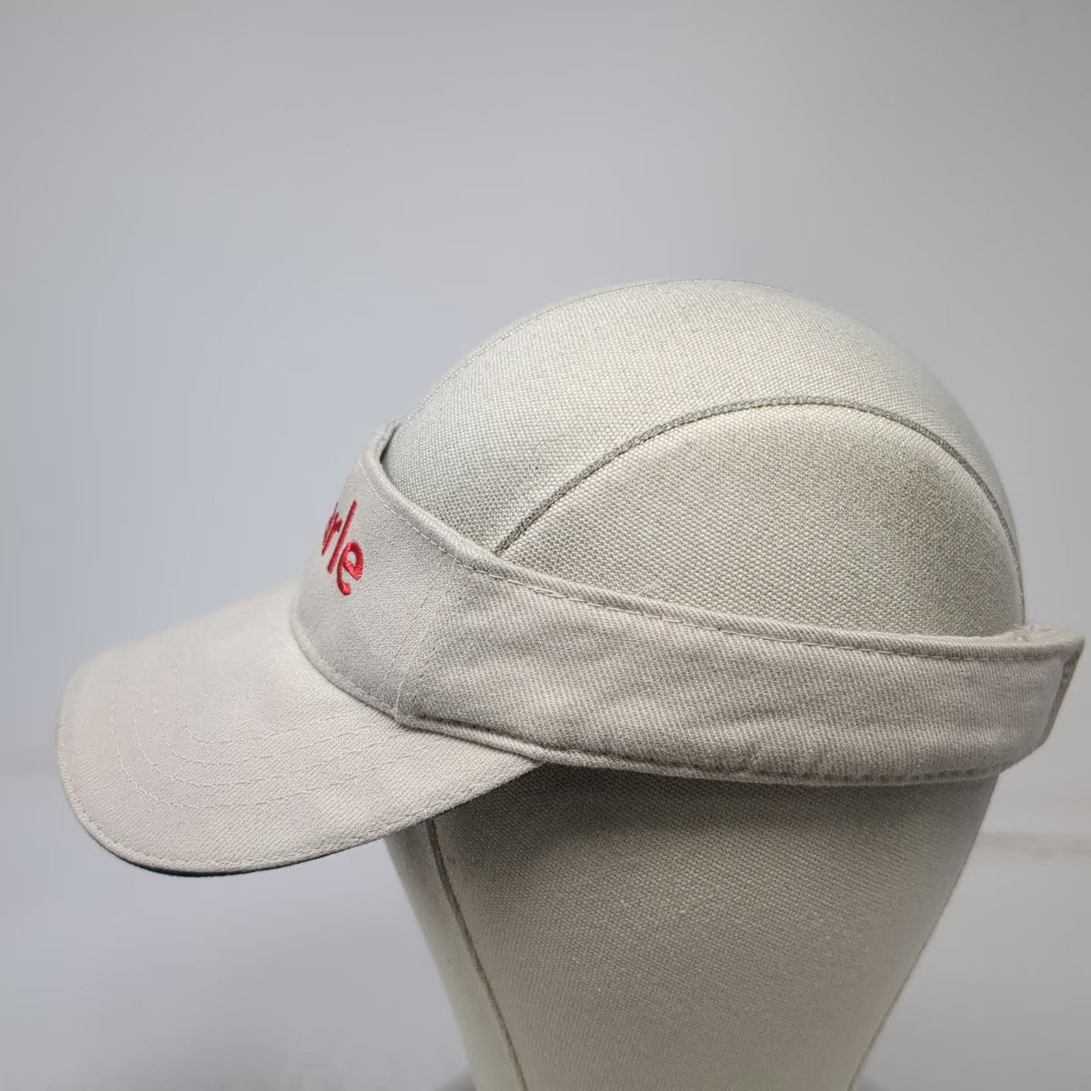 Carle Logo Visor Hat Beige Red Blue One Size Strapback Cotton Embroidered Curved
