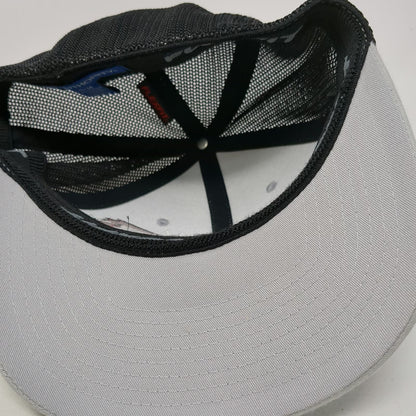 Port Authority Baseball Cap Gray M Fitted Flexfit Mesh Butte Fence Bison Logo
