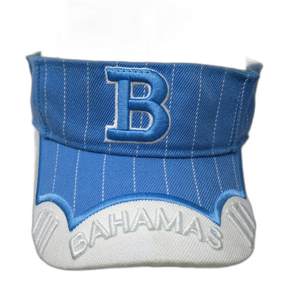 Island Dream Visor Blue One Size Bahamas Embroidered Letter B Pinstripe Hat
