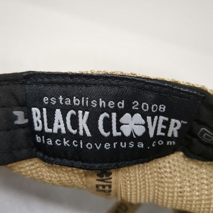 Black Clover Trucker Hat Black Orange One Size Leather Patch Live Lucky