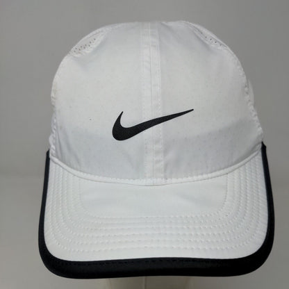 Nike Featherlight Dri Fit Men's Strapback Hat White Black OSFM Embroidered Logo