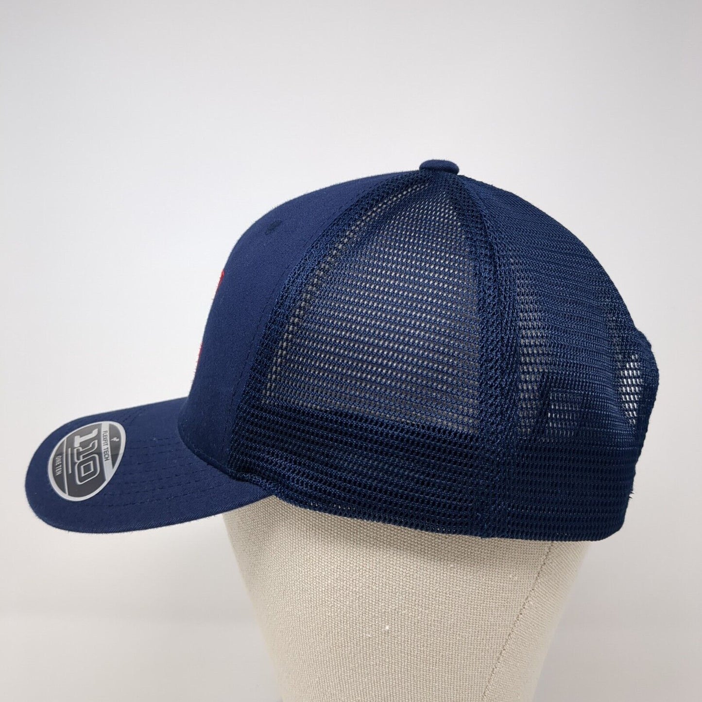 V Snapback Trucker Hat Blue OS Adjustable 110 Flexfit Mesh Back Port Authority