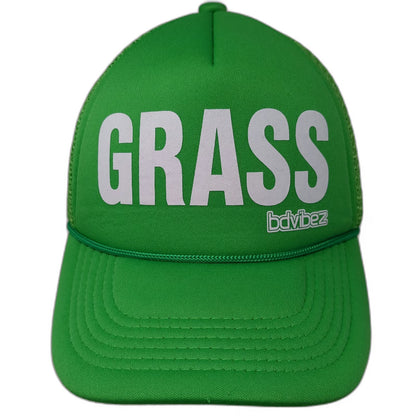 bdvibez Grass Green White One Size Trucker Hat Snapback Mesh 5 Panel Rope Foam