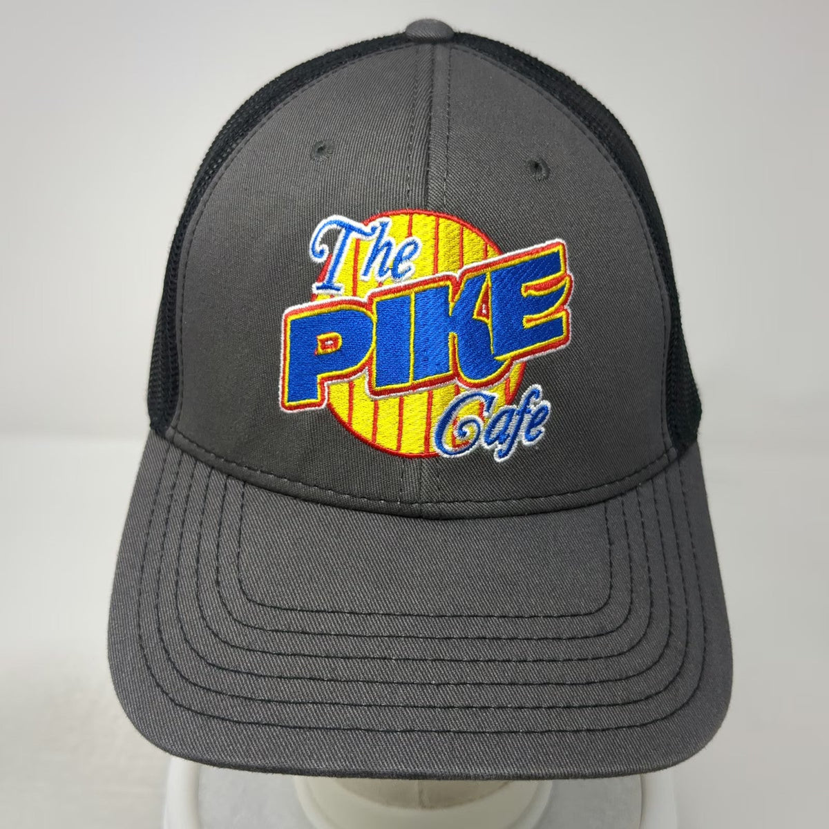 Cap America Trucker Hat Gray One Size The Pike Cafe Logo Mesh Snapback Graphic