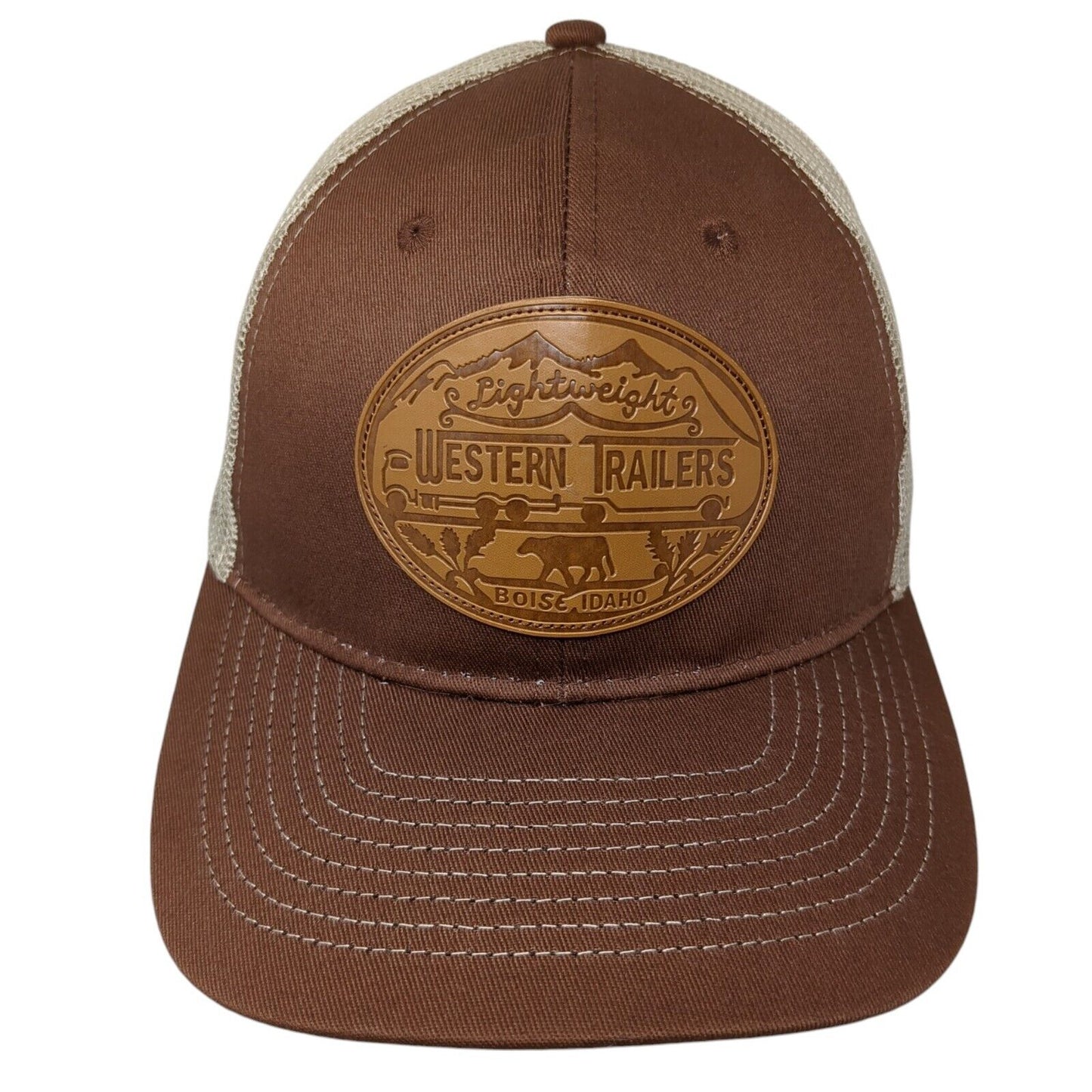 Western Trailers Boise ID Snapback Trucker Hat Brown One Size Mesh Back