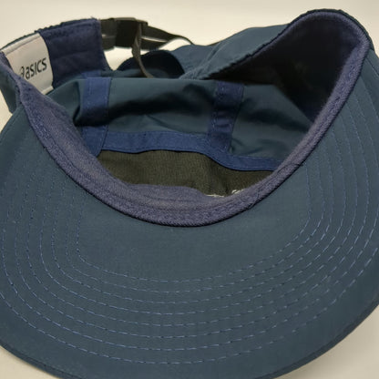 ASICS 5 Panel Blue Hat One Size Embroidered Logo Adjustable Strapback Sport