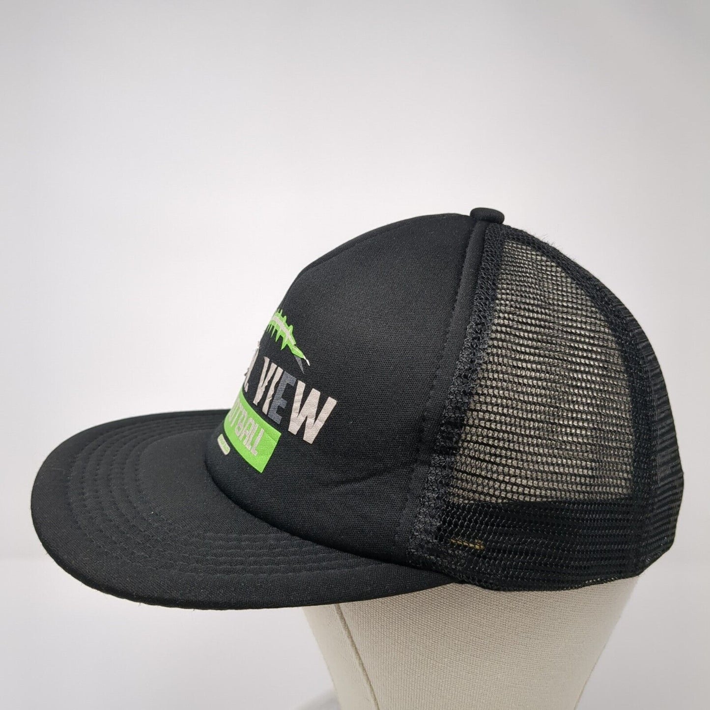 Mtn. View Football Snapback Trucker Hat Black OS Adjustable Mesh Back District