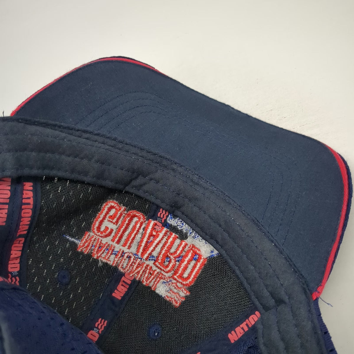 National Guard Fishing FLW Baseball Cap Blue One Size Mesh Strapback US Flag Hat