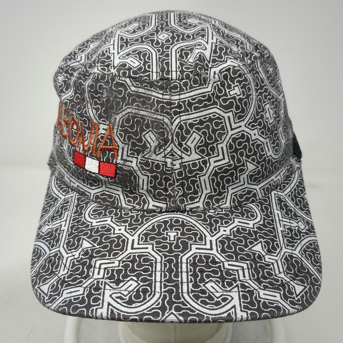 Amazonia Army Cap Black Gray One Size Geometric Tribal Pattern Slideback Hat