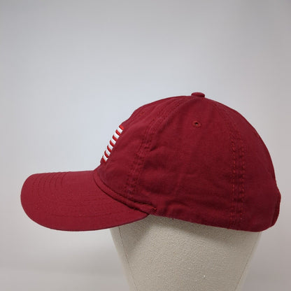 American Flag Slideback Hat Red One Size Adjustable Embroidered Patriotic Cotton