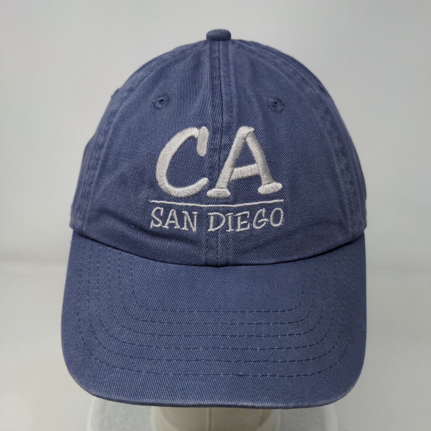 CA San Diego Strapback Hat Blue One Size Adjustable Embroidered Royal Resortwear