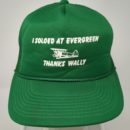 That Hat Trucker Hat Green One Size I Soloed At Evergreen Airplane Mesh Back