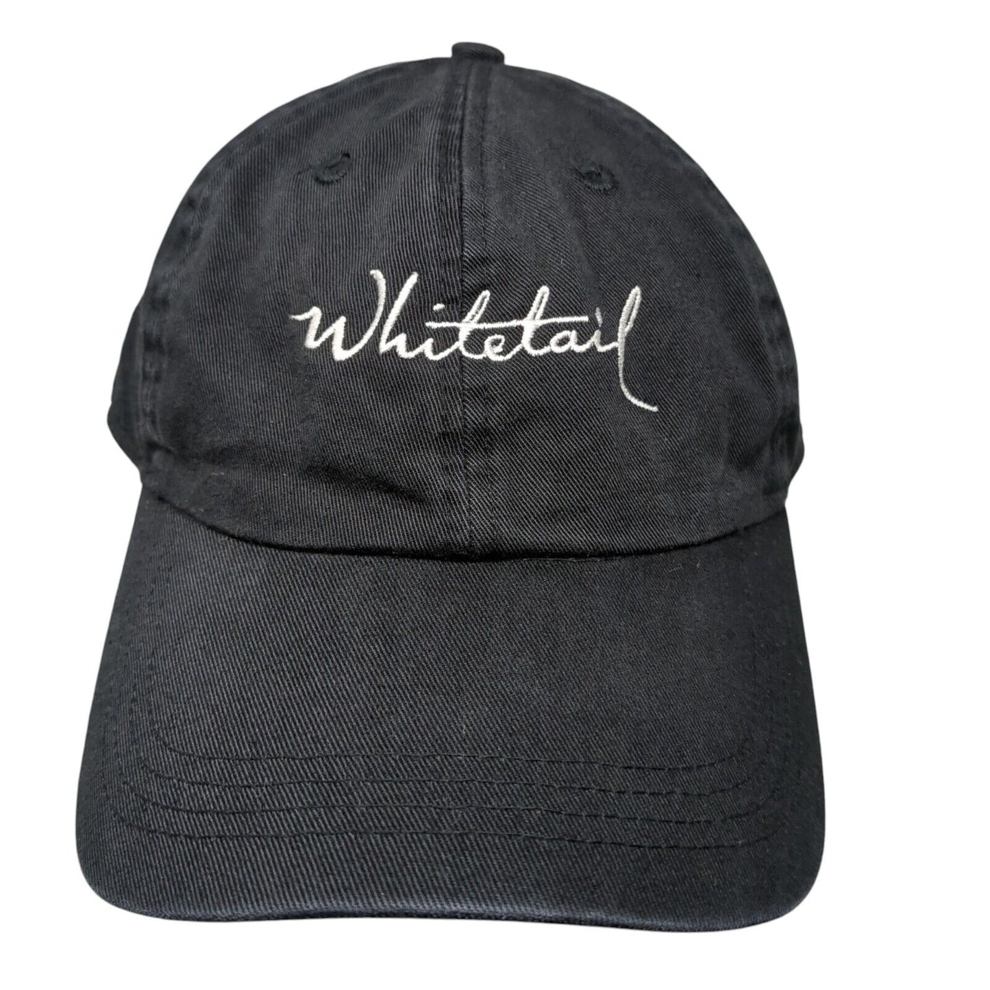 Whitetail Slideback Hat Black OSFA Adjustable Embroidered 6 Panel Ahead Vintage