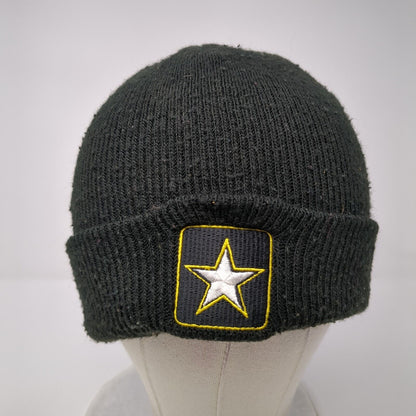 U.S. Army Knit Beanie Hat Black One Size Stretch Embroidered Logo