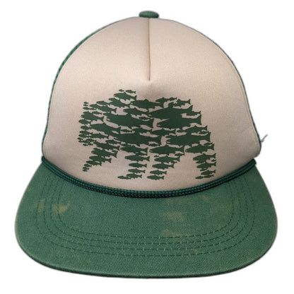 RepYourWater Trucker Hat Green One Size Bear Fish Graphic Mesh Rope Snapback