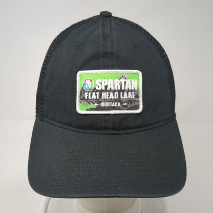 Spartan Flat Head Lake Montana Trucker Hat Black One Size Adjustable Mesh Back