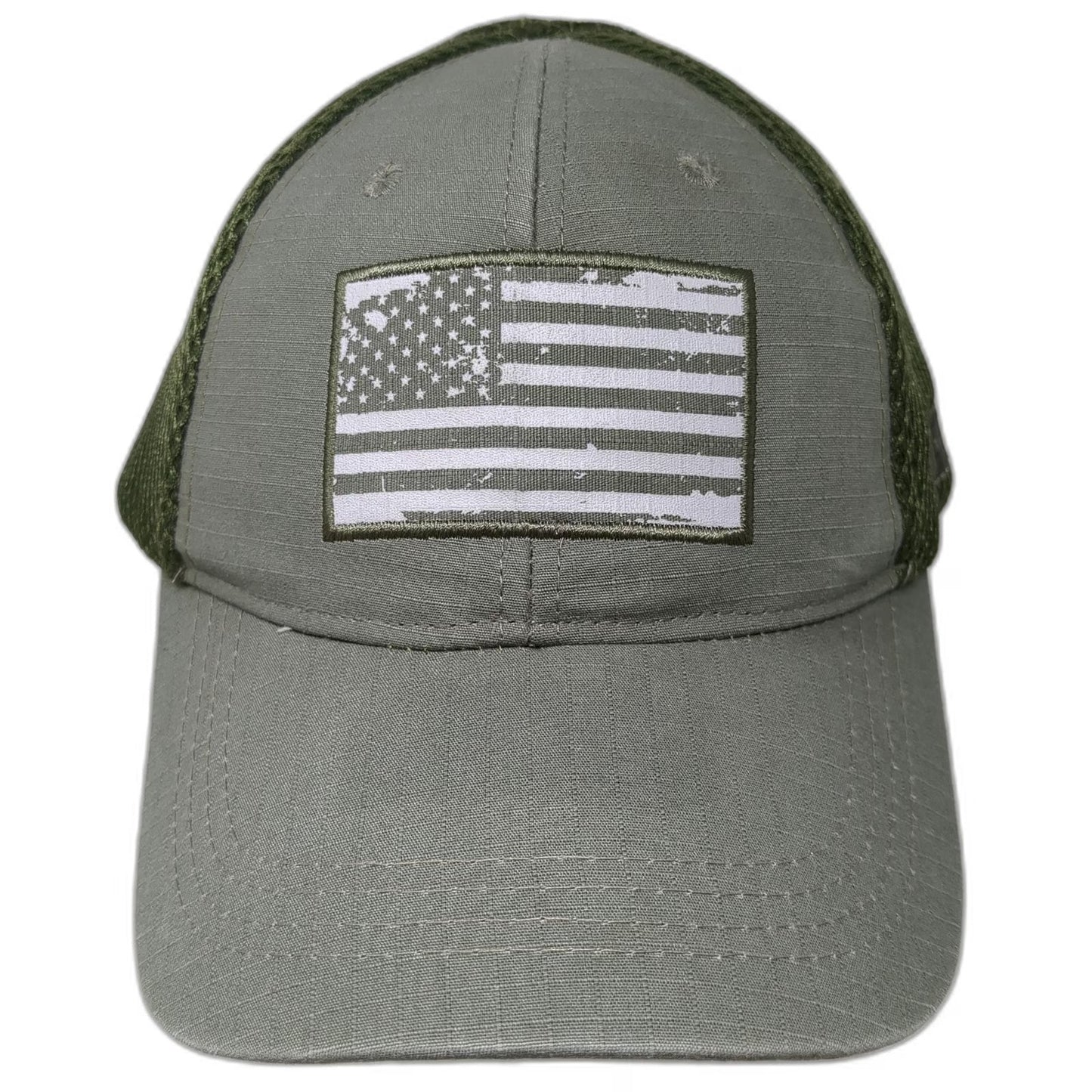 Highland Tactical Baseball Cap Green One Size Mesh Back American Flag Hat