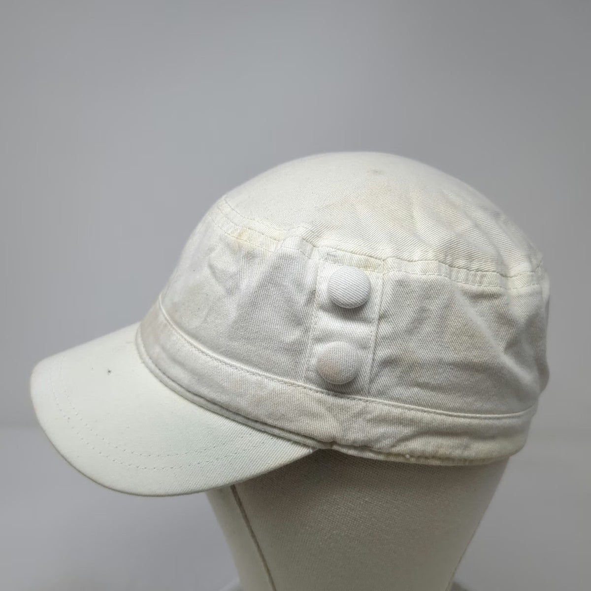 Army Cap White One Size Elastic Back Side Button Blank Plain Cadet Solid Hat