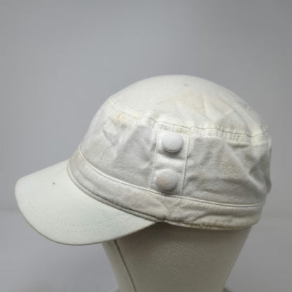 Army Cap White One Size Elastic Back Side Button Blank Plain Cadet Solid Hat