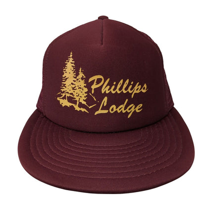 Phillips Lodge Snapback Mesh Back Trucker Hat Red OSFA Solid Adjustable