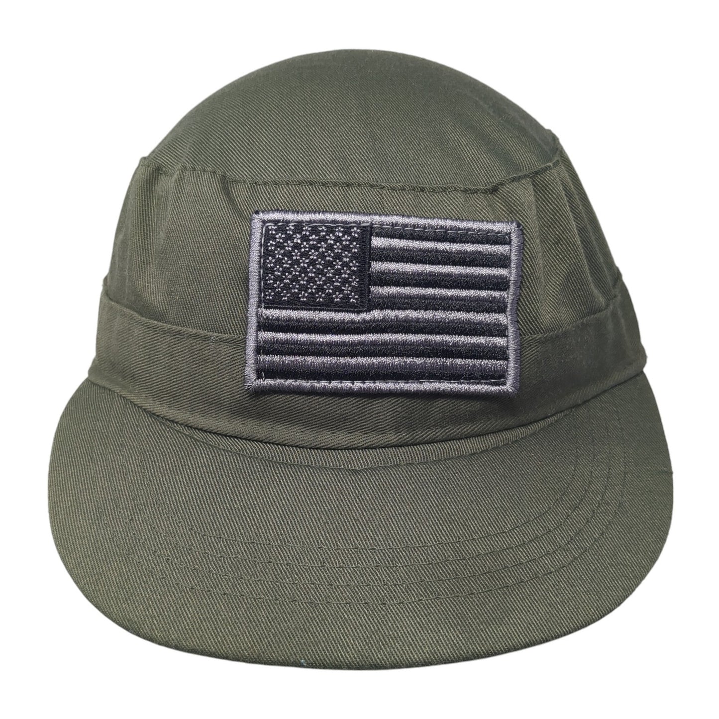 USA Flag Cadet Army Cap Green One Size Adjustable Embroidered Patriotic