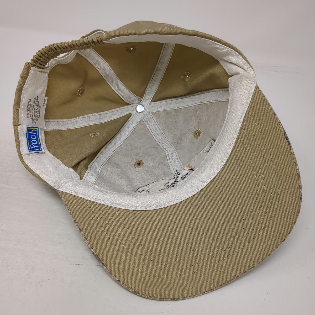 Pooh Baseball Cap Beige One Size Plaid Brim Winnie 100 Acre Wood Embroidery Hat