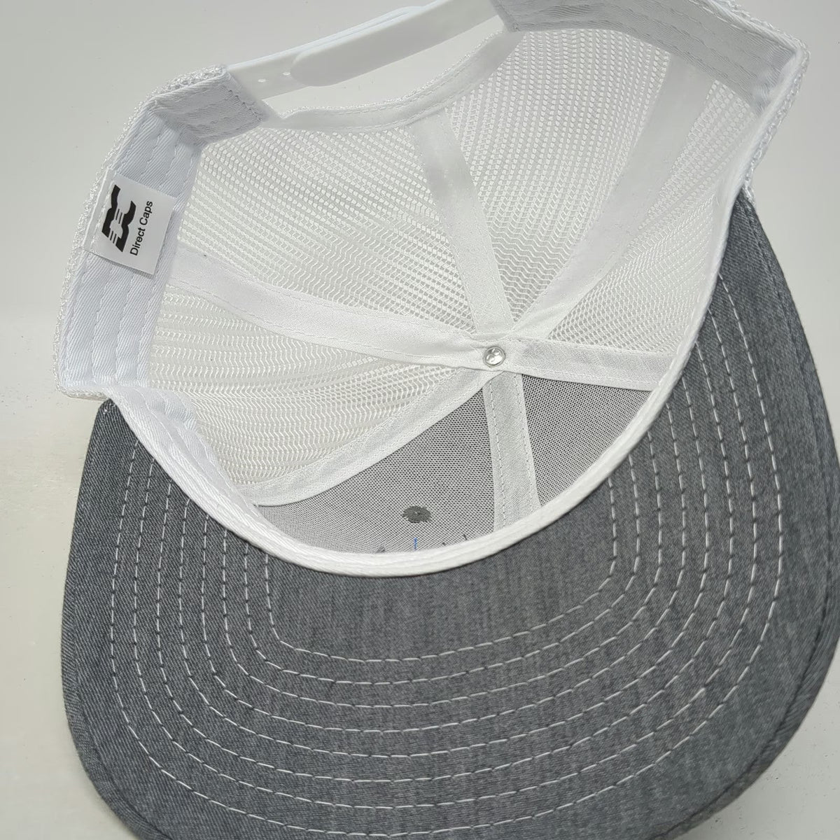 Direct Caps Astec Trucker Hat Gray One Size Mesh Back Snapback Logo Embroidery