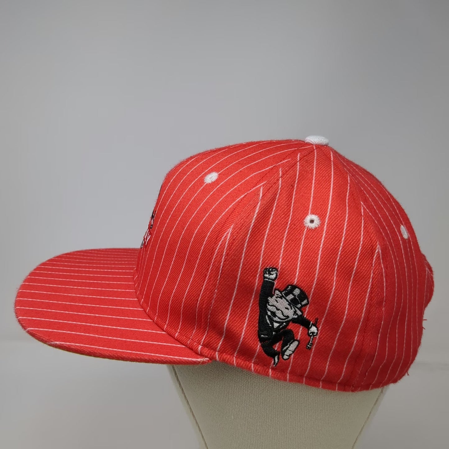 Headgear Classics Snapback Red One Size Monopoly Pinstripe Graphic Brim hat