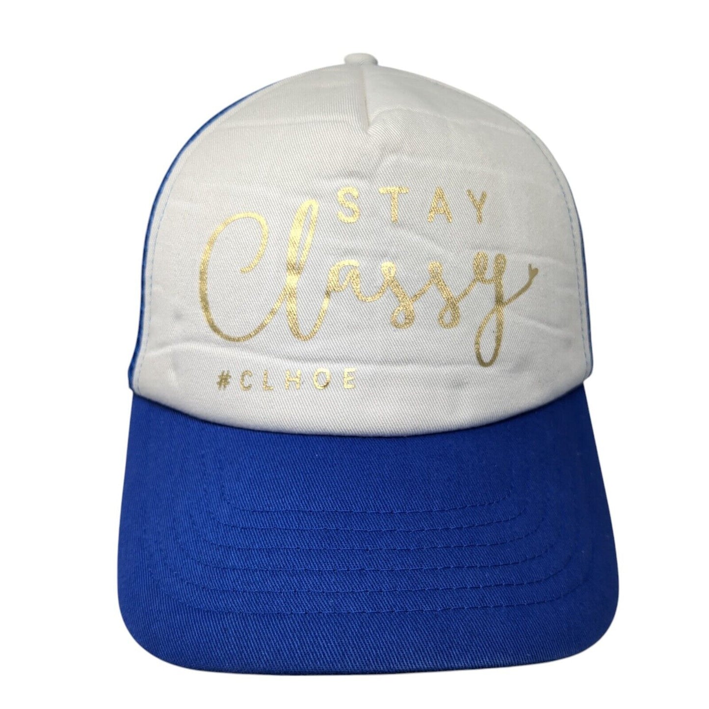 Stay Classy #Chloe Snapabck Trucker Hat Blue OS Adjustable Mesh Back 6 Panel