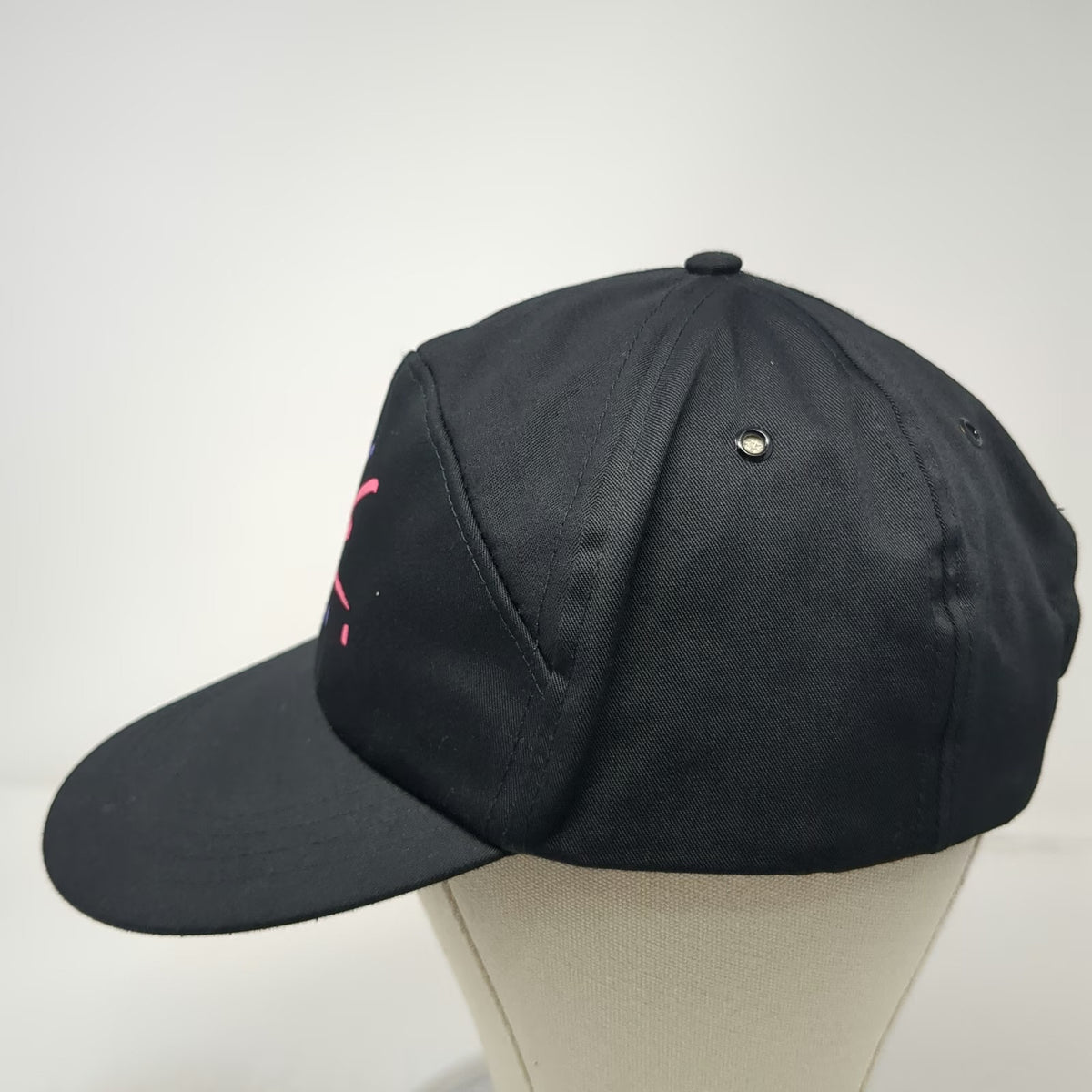 Fashion Cap Snapback Hat Black One Size 5 Panel Purple Pink Graphic Flat Brim