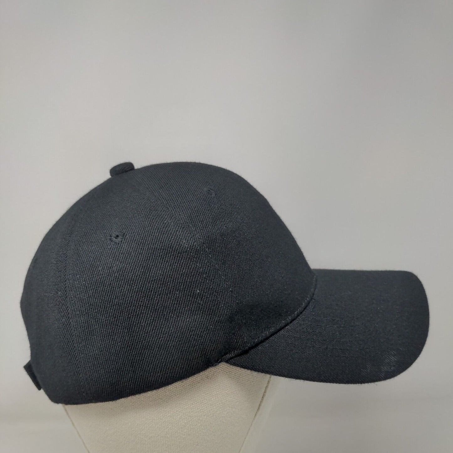BK Soccer Strapback Hat Black One Size Adjustable Vented Holes 6 Panel