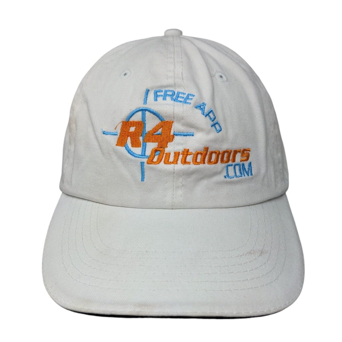 R4 Outdoors.com Free App Strapback Hat White One Size Adjustable Embroidered