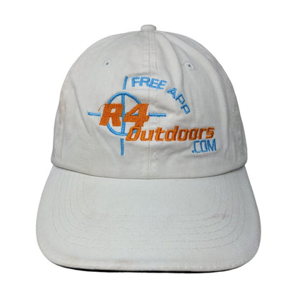 R4 Outdoors.com Free App Strapback Hat White One Size Adjustable Embroidered